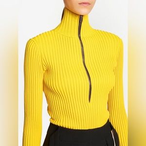 Proenza Schouler rubbed half zip yellow top